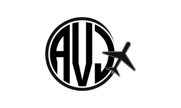 AVJ three initial letter circle tour & travel agency logo design vector template. hajj Umrah agency, abstract, wordmark, business, monogram, minimalist, brand, company, flat, tourism agency, tourist
