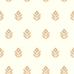 Hand drawn decorative doodle flowers seamless pattern, silhouette scandinavian simple flower texture