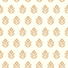 Hand drawn decorative doodle flowers seamless pattern, silhouette scandinavian simple flower texture