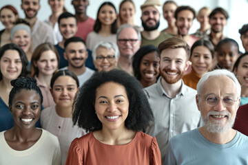 Large group of happy multiethnic and multi-generation people