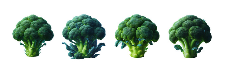 Set of Delicious broccoli, isolated over on transparent white background - obrazy, fototapety, plakaty