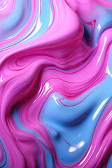 abstract background of blue and pink paint with smooth lines and waves