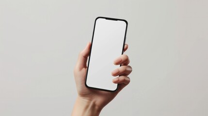 Mobile phone mockup with blank white screen in human hand, 3d render illustration put on a sweater, hold a smartphone Mobile digital device in arm isolated on white