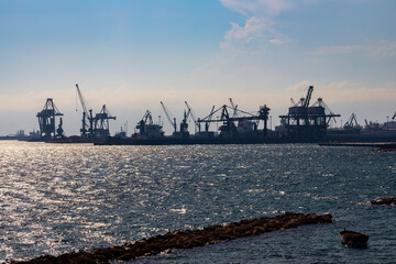 Port and industrial zone in Taranto, Apulia, Italy