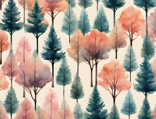 minimalist-trees-pattern-watercolor-style-wallpaper-design-trending-on-art-station-space