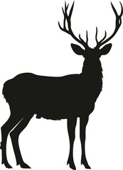 Silhouette deer full body black color only