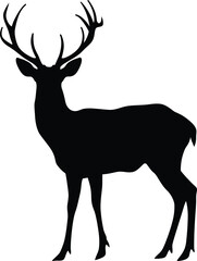 Silhouette deer full body black color only