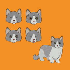 Fototapeta premium munchkin cat illustration cartoon vector design