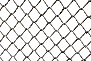The texture of the metal mesh on a white background. Torn steel, metal mesh with holes