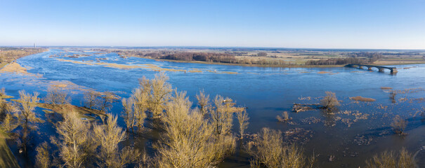 flooded River Landscape, Panorama, Aerial View, Germany, Poland, Border, Europe