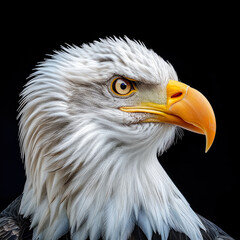 Obraz premium Bald eagle on black background, hyperrealist wildlife portraits.