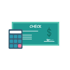 Paycheck and Calculator Illustration Flat Design