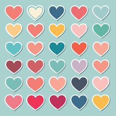 Heart shapes icon set pattern design