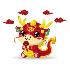 Cute Dragon Vector Illustration Special Chinese New Year