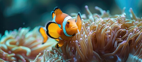 A clown fish feeling safe in its Mozambique anemone home.