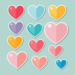 Heart shapes icon set pattern design