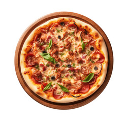 Delicious Pizza isolated on transparent background. PNG file, cut out