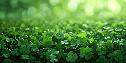 Close-up of a bunch of green clover, St. patricks Day background