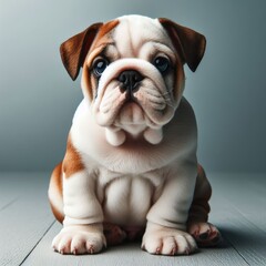 english bulldog puppy on white
 - obrazy, fototapety, plakaty