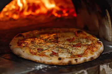 Foto op Plexiglas Delicious fresh pizza baking in a pizza oven © Dennis