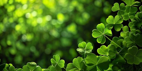 Close-up of a bunch of green clover, St. patricks Day background