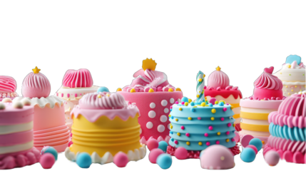 Graphic banner with colorful decorated birthday cake with candles