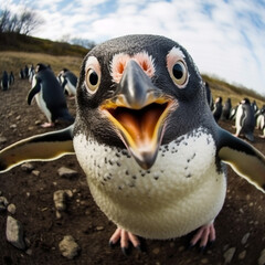 surprised penguin pov created with Generative Ai