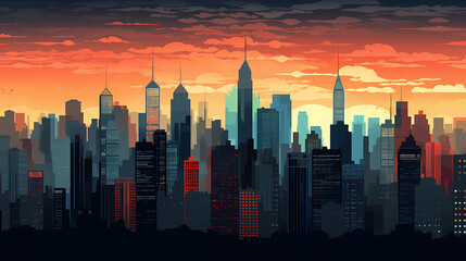 Fototapeta premium Urban Silhouettes: A Unique Cityscape Pattern