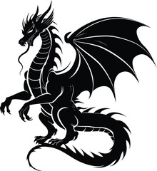 Silhouette dragon full body black color only