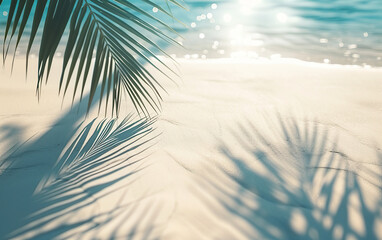 Tropical Tranquility: A Photo Featuring Sandy Beach with Palm Tree Silhouettes
