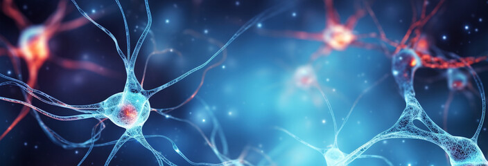 Chain of neurons in the human brain - obrazy, fototapety, plakaty