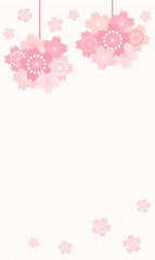 桜の花の背景フレーム　フラワーボールのベクターイラスト
