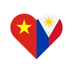 unity concept. heart shape icon of vietnam and philippines flags. vector illustration isolated on white background