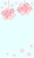 桜の花の背景フレーム　フラワーボールのベクターイラスト