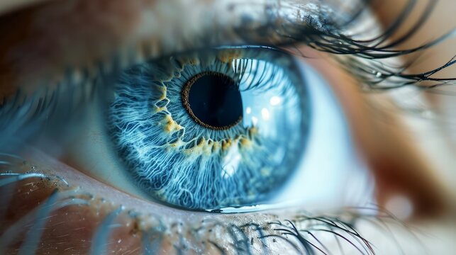 Intense Gaze: Close-up of Human Eye.
Macro shot of a human eye with intricate blue and gold iris details.
