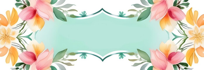 Watercolor floral background, floral frame with place for text.