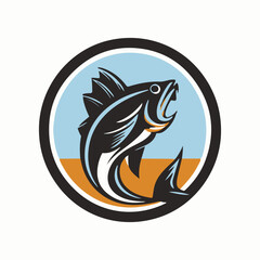 fishing logo style vector