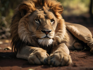 lion in the zoo ,portrait of a lion 