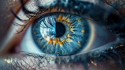 Fotobehang Close-up of a Human Eye. Detailed macro of a blue human iris. © AI Visual Vault
