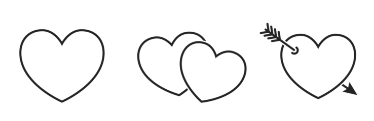 Fotobehang hearts line icons. love and romantic symbols. vector elements for valentines day design © Назарій