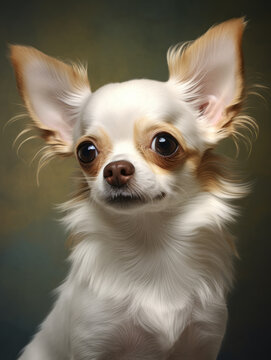 Adorable White Dog Chihuahua Portrait - Animal art made with Generative AI