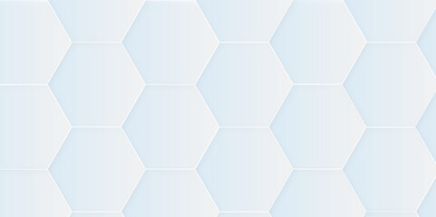 Seamless pattern with and blue hexagons White Hexagonal Background with black and white color gradient. Digital concept Luxury honeycomb grid White Pattern Vector Illustration. 