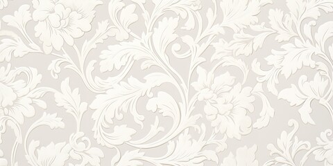 French vintage damask pattern. Delicate white floral seamless design. Hand-drawn home decor wallpaper. Classic farmhouse print. - obrazy, fototapety, plakaty
