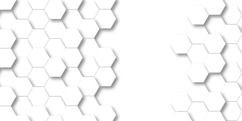 Background hexagons White Hexagonal Luxury honeycomb grid White Pattern. Vector Illustration. 3D Futuristic abstract honeycomb mosaic white wallpaper background. Abstract geometric mesh cell texture. - obrazy, fototapety, plakaty