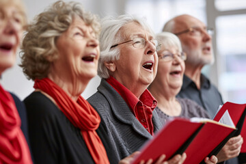 Elderly women singing in a choir