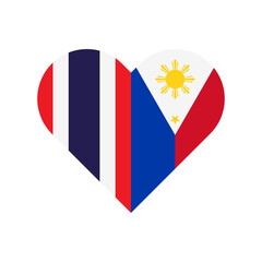 unity concept. heart shape icon of thailand and philippines flags. vector illustration isolated on white background