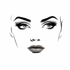 minimal line art of a beautiful woman head open eyes