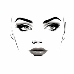 Fototapeta premium minimal line art of a beautiful woman head open eyes