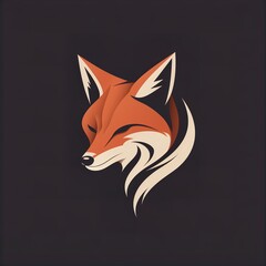 Obraz premium minimal line of a fox vector on black background