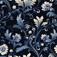 fabric seamless pattern on blue background